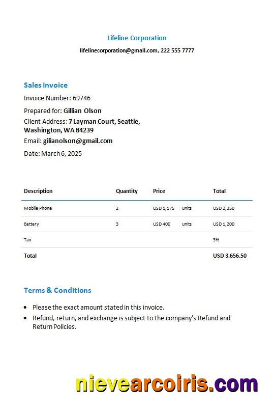 Free Sales Invoice